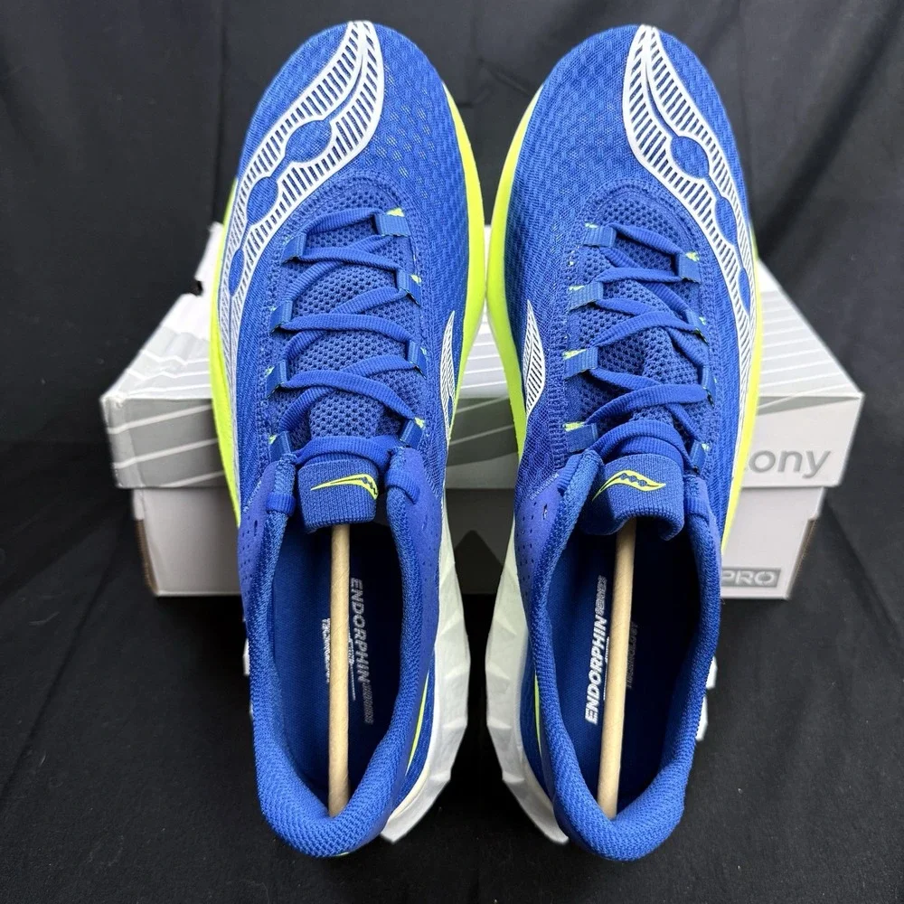 Size 14 Saucony Endorphin Pro 4 Men's Running Shoes Lapis Citron Blue Yellow